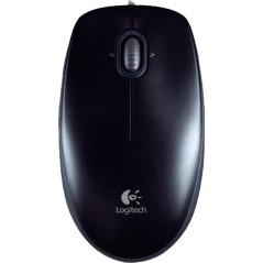 Logitech B100 Optical Wired Mouse - Ergonomic Design for Comfort & Precision - Black